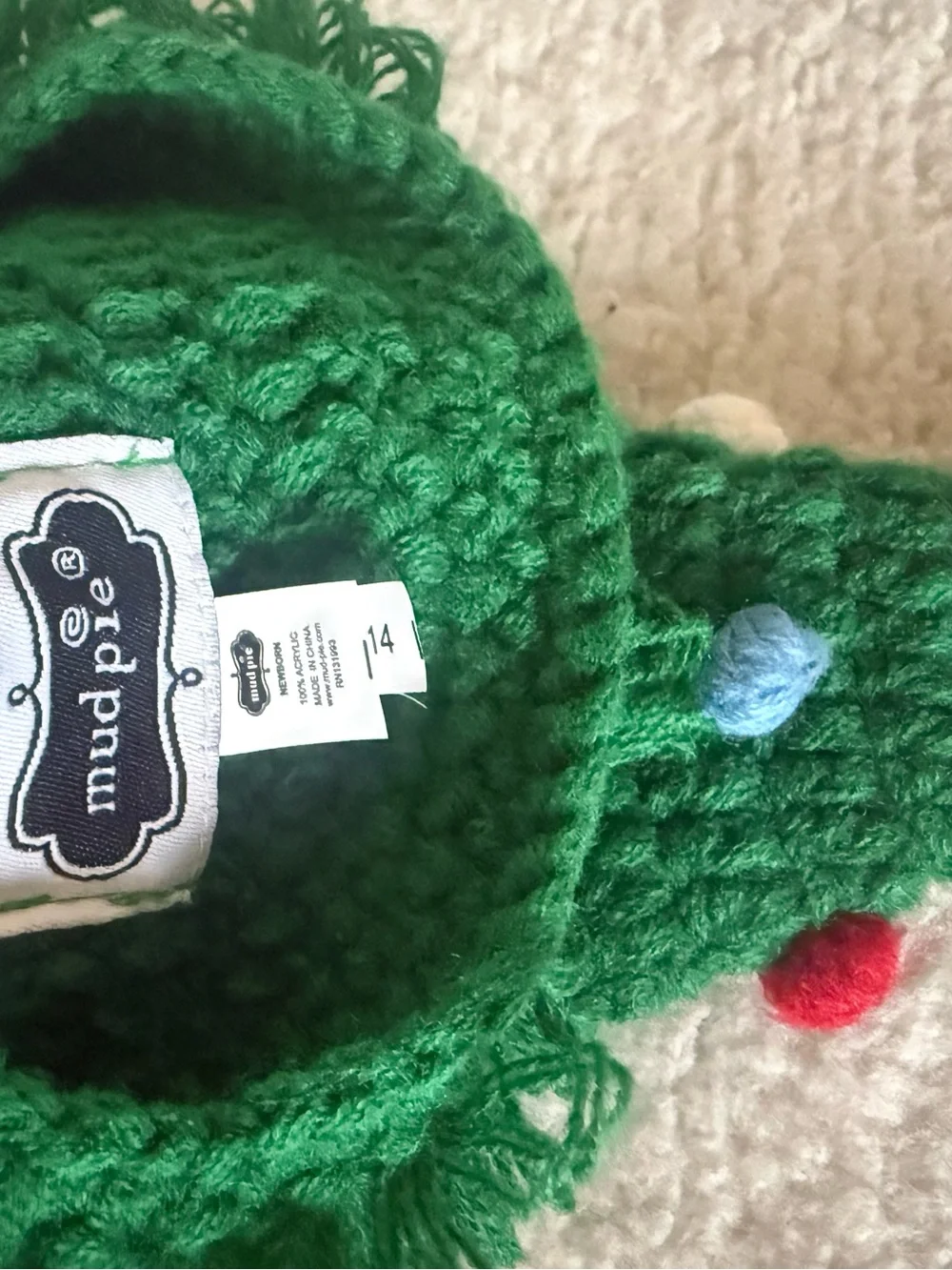 Mud Pie Red and Green Crochet Holiday Hat Set